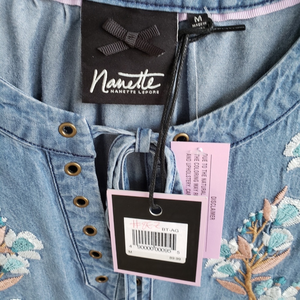 NWT Embroidered Denim looking Dress 100% Tencel - Picture 3 of 8